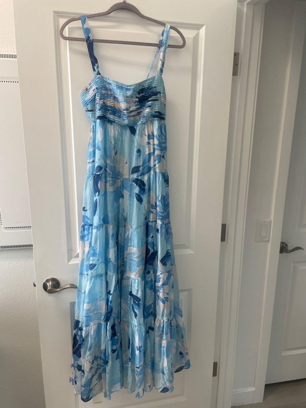 Blue Floral Tiered Maxi Dress